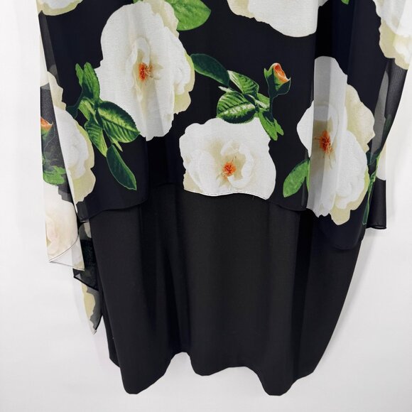 Tahari Arthur S. Levine Floral Layered Sleeveless Dress 20W Black  White plus - Picture 4 of 14